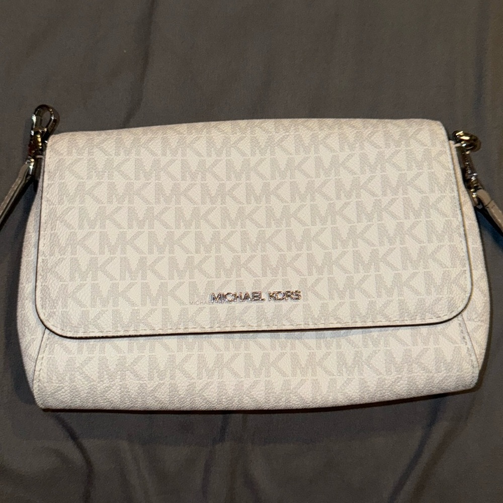 White logo michael kors crossbody bag